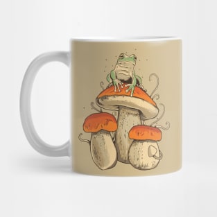 Cottagecore Aesthetic Frog On A Mushroom Mug